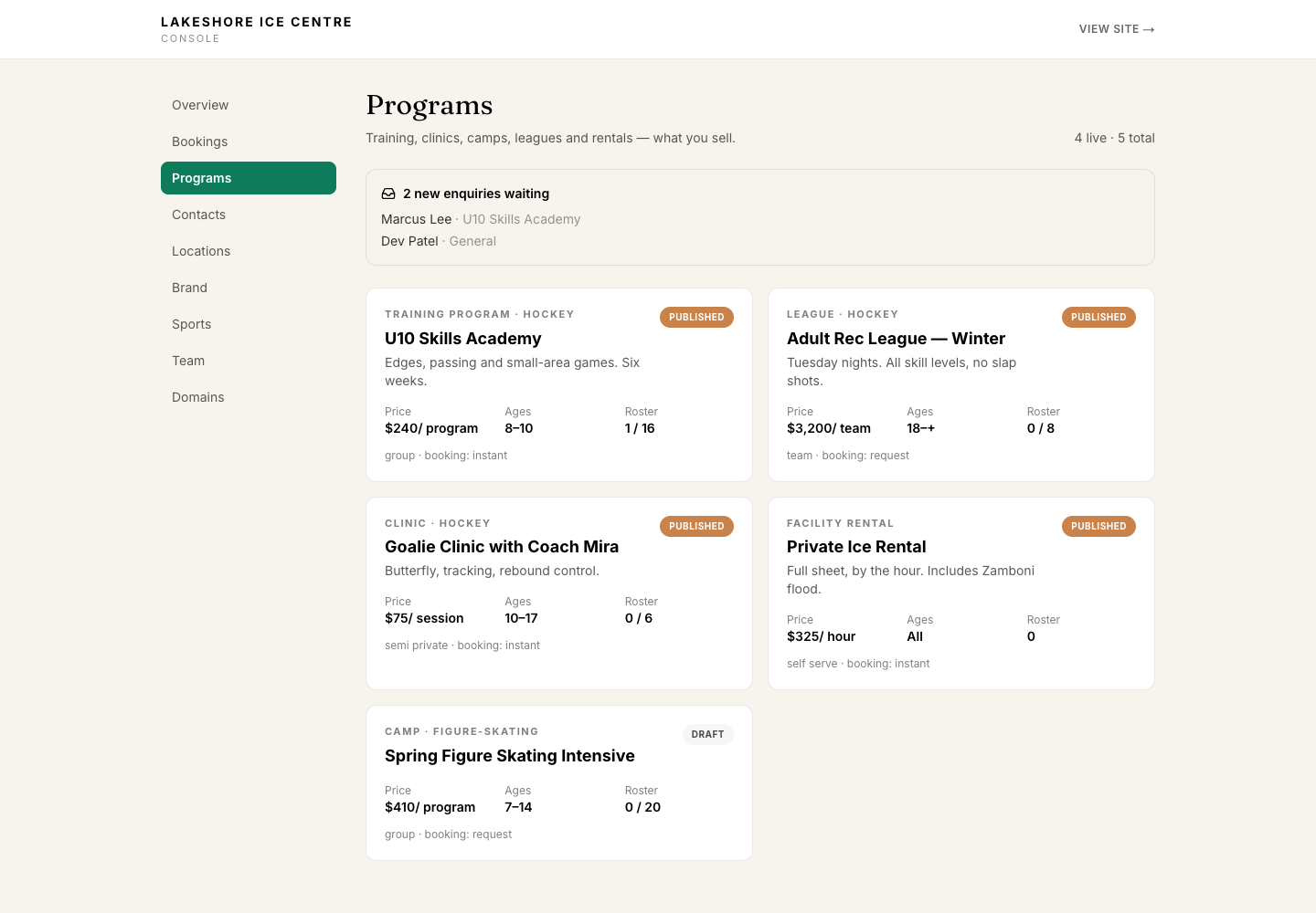 Programs and enquiries